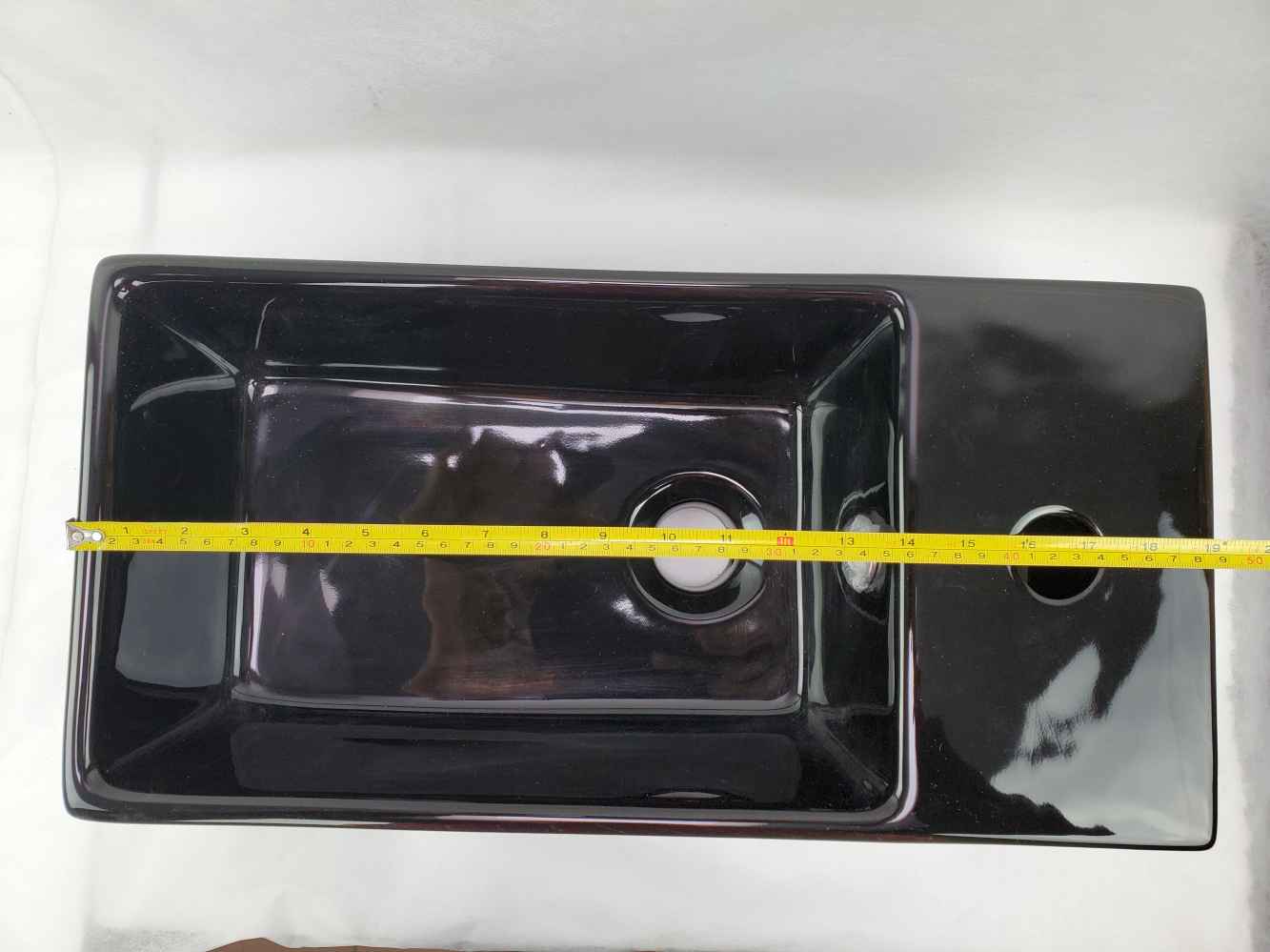 19-in. x 9.5-in. Rectangle Bathroom Vessel Sink Black Enamel Glaze