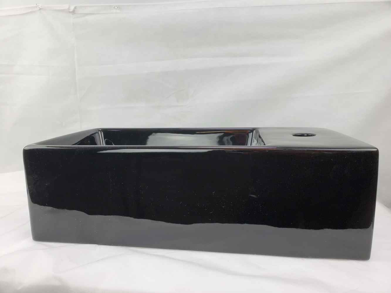 19-in. x 9.5-in. Rectangle Bathroom Vessel Sink Black Enamel Glaze