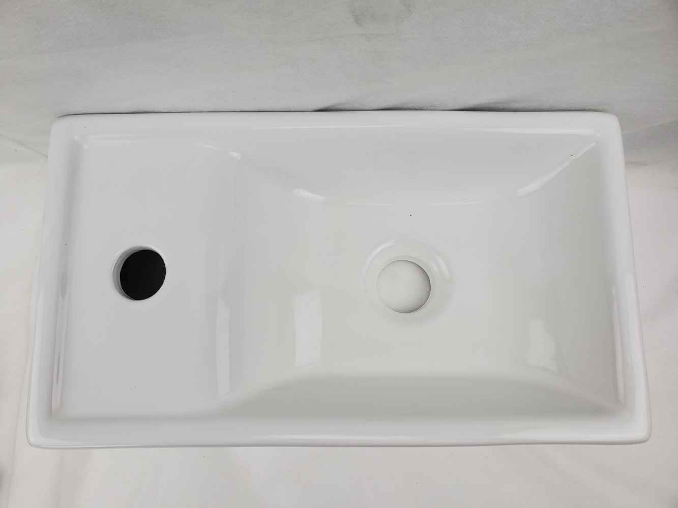 16.3 x 8.7 in White Rectangle Ceramic Bathroom Vessel Sink