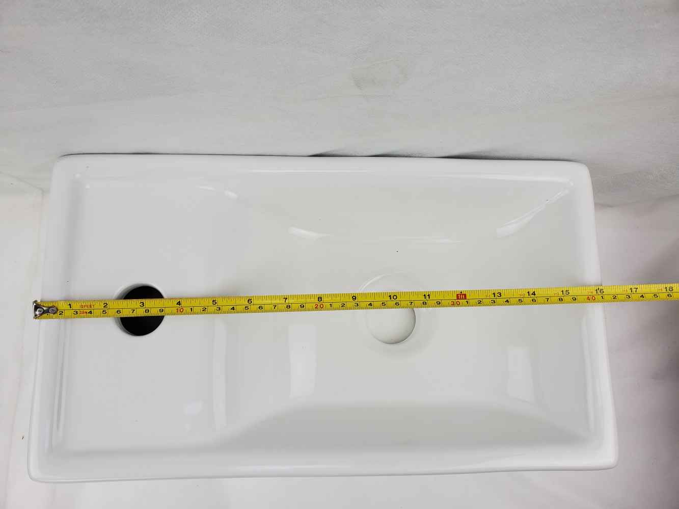 16.3 x 8.7 in White Rectangle Ceramic Bathroom Vessel Sink