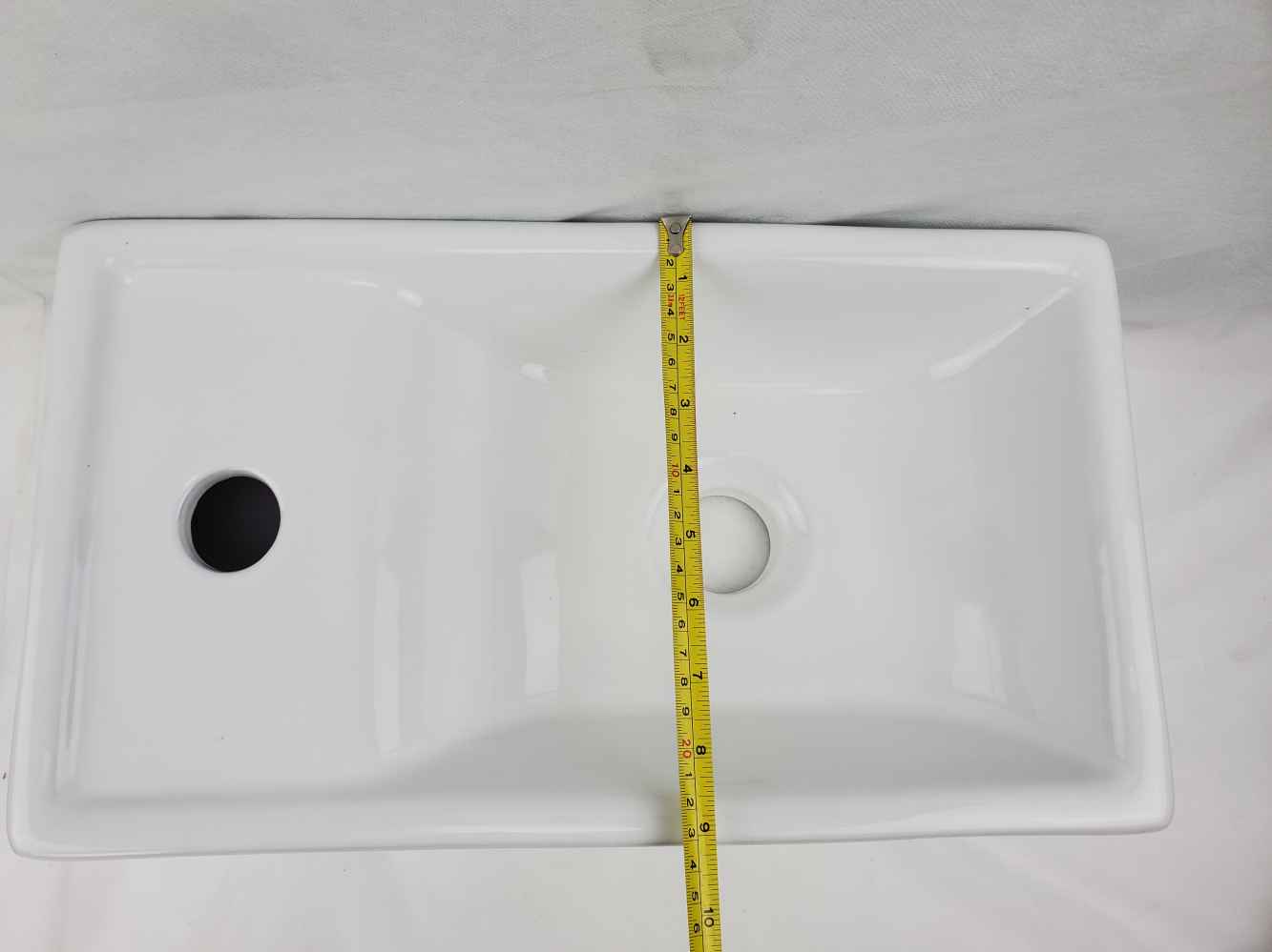 16.3 x 8.7 in White Rectangle Ceramic Bathroom Vessel Sink
