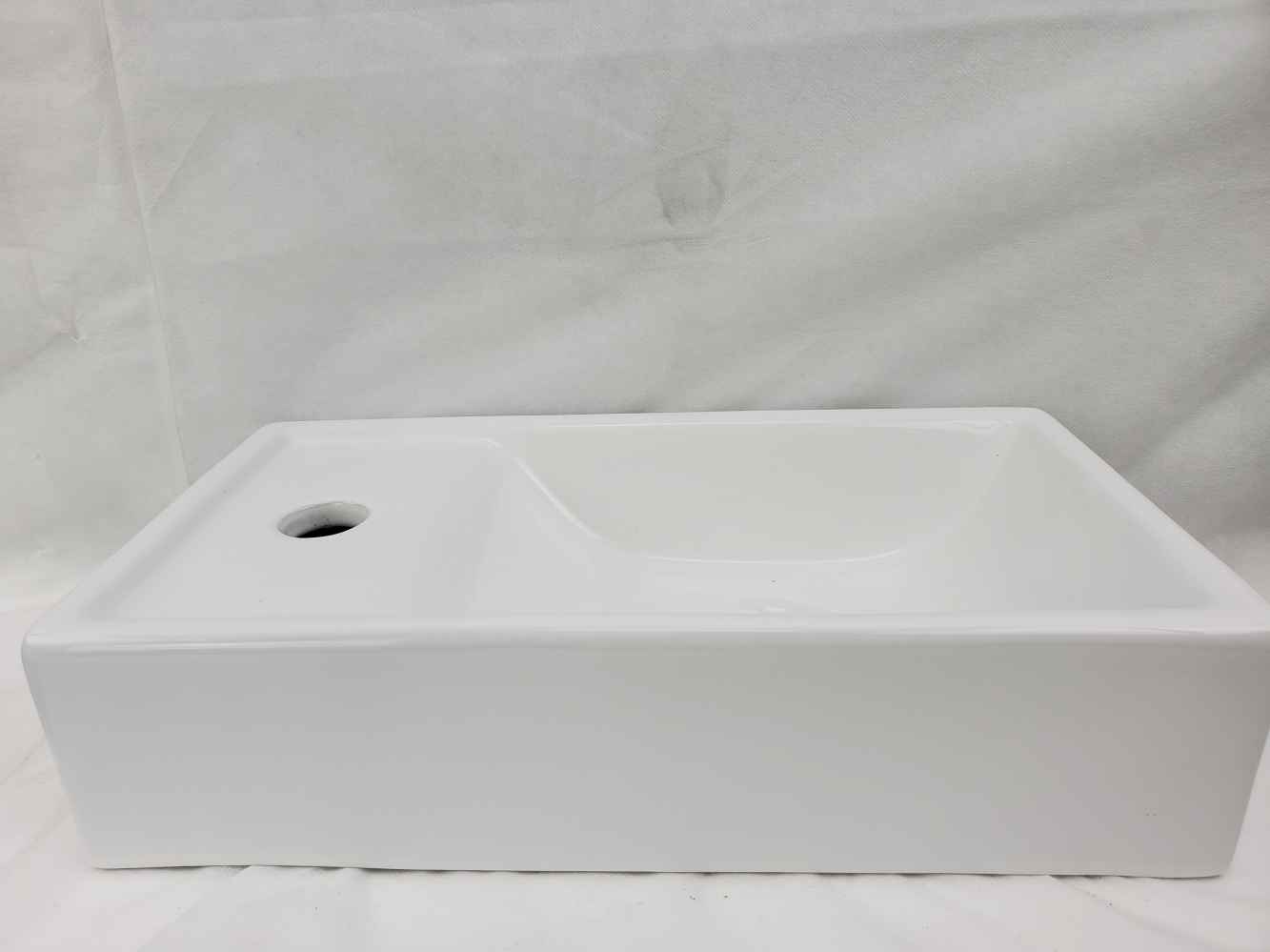 16.3 x 8.7 in White Rectangle Ceramic Bathroom Vessel Sink