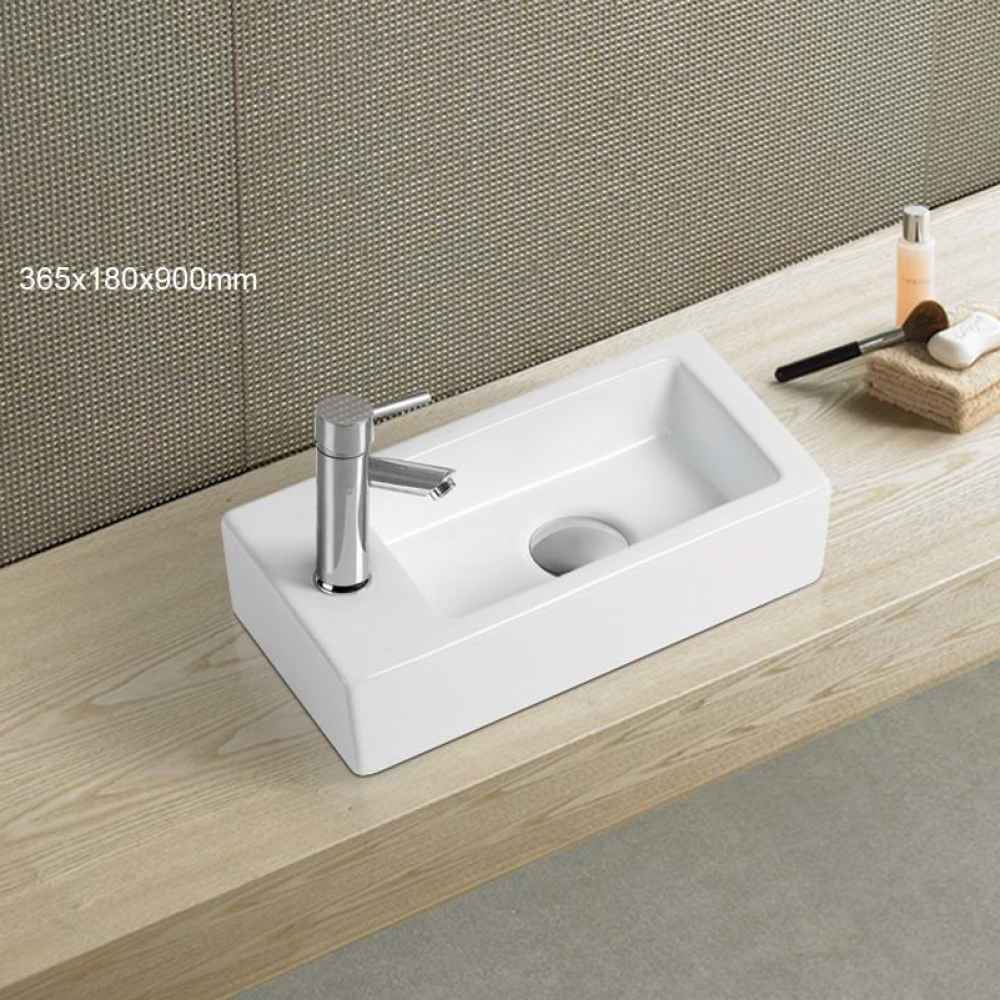 14.5-in. x 7.1-in. Rectangle Bathroom Vessel Sink White Enamel Glaze