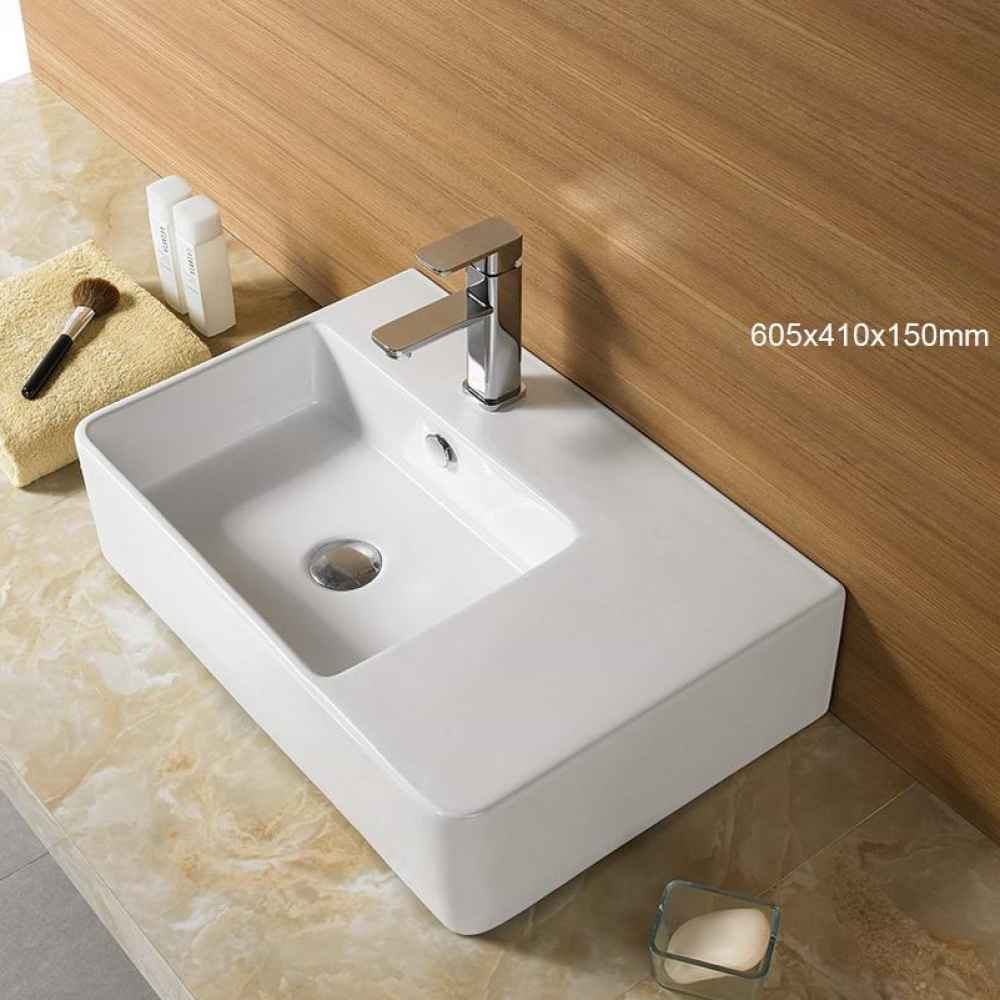 23.8-in. x 16.1-in. Rectangle Bathroom Vessel Sink White Enamel Glaze