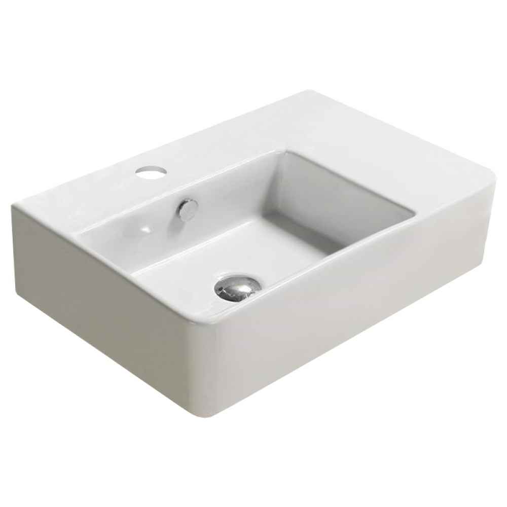 23.8-in. x 16.1-in. Rectangle Bathroom Vessel Sink White Enamel Glaze