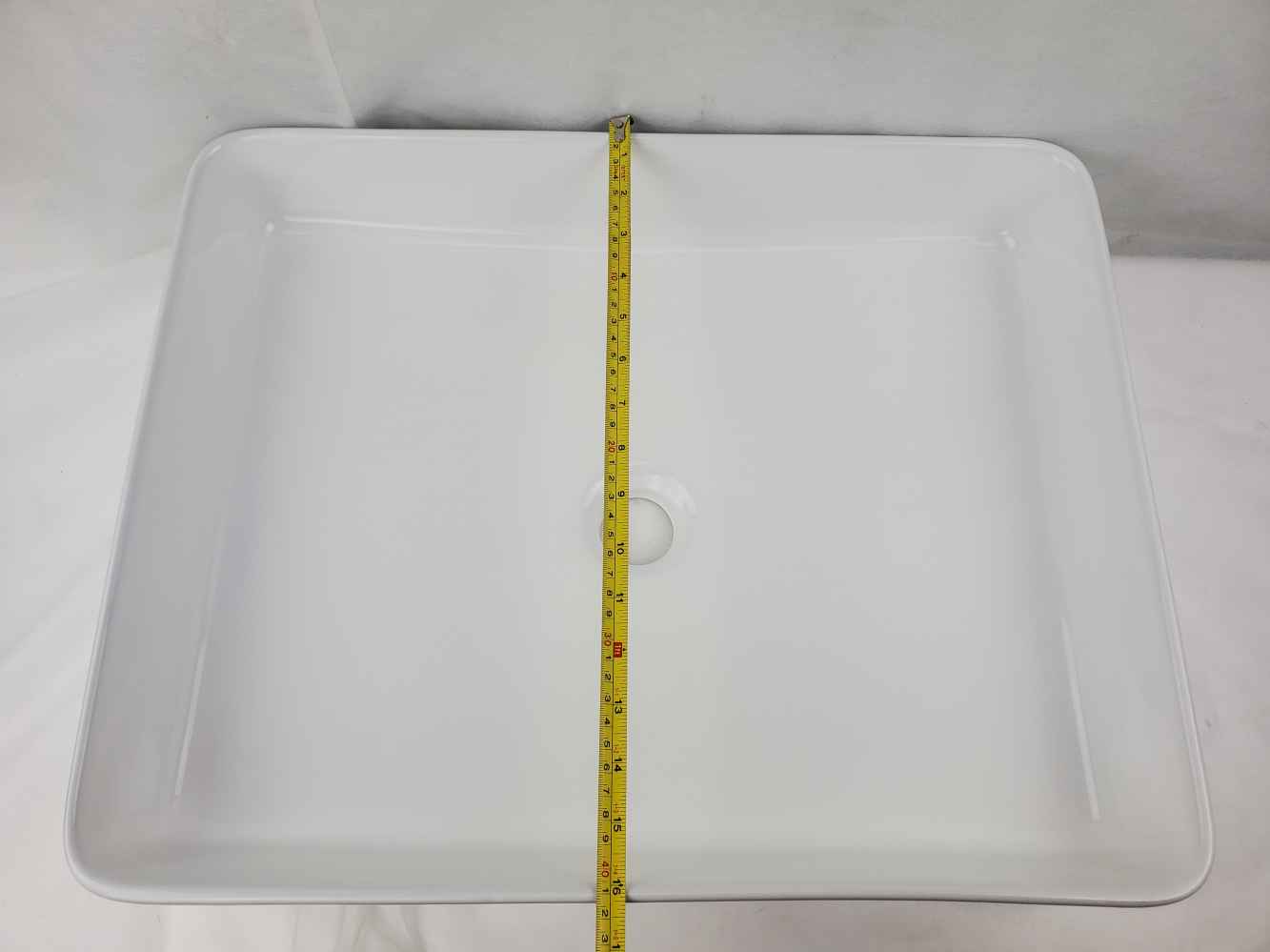 19.9-in. x 15.7-in. Rectangle Bathroom Vessel Sink White Enamel Glaze