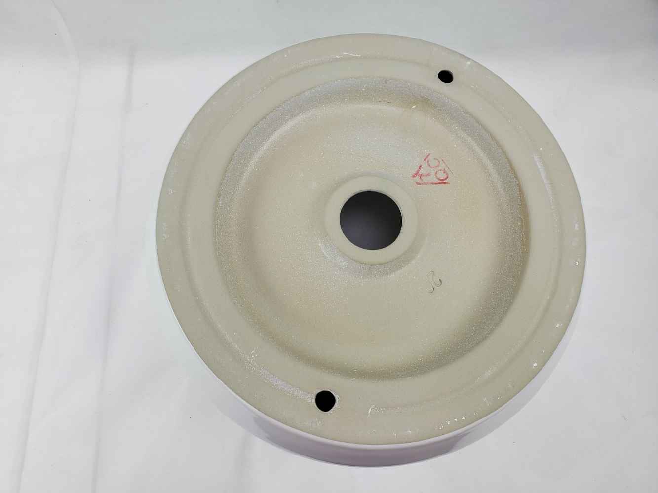 14-in. x 14-in. Round Bathroom Vessel Sink White Enamel Glaze