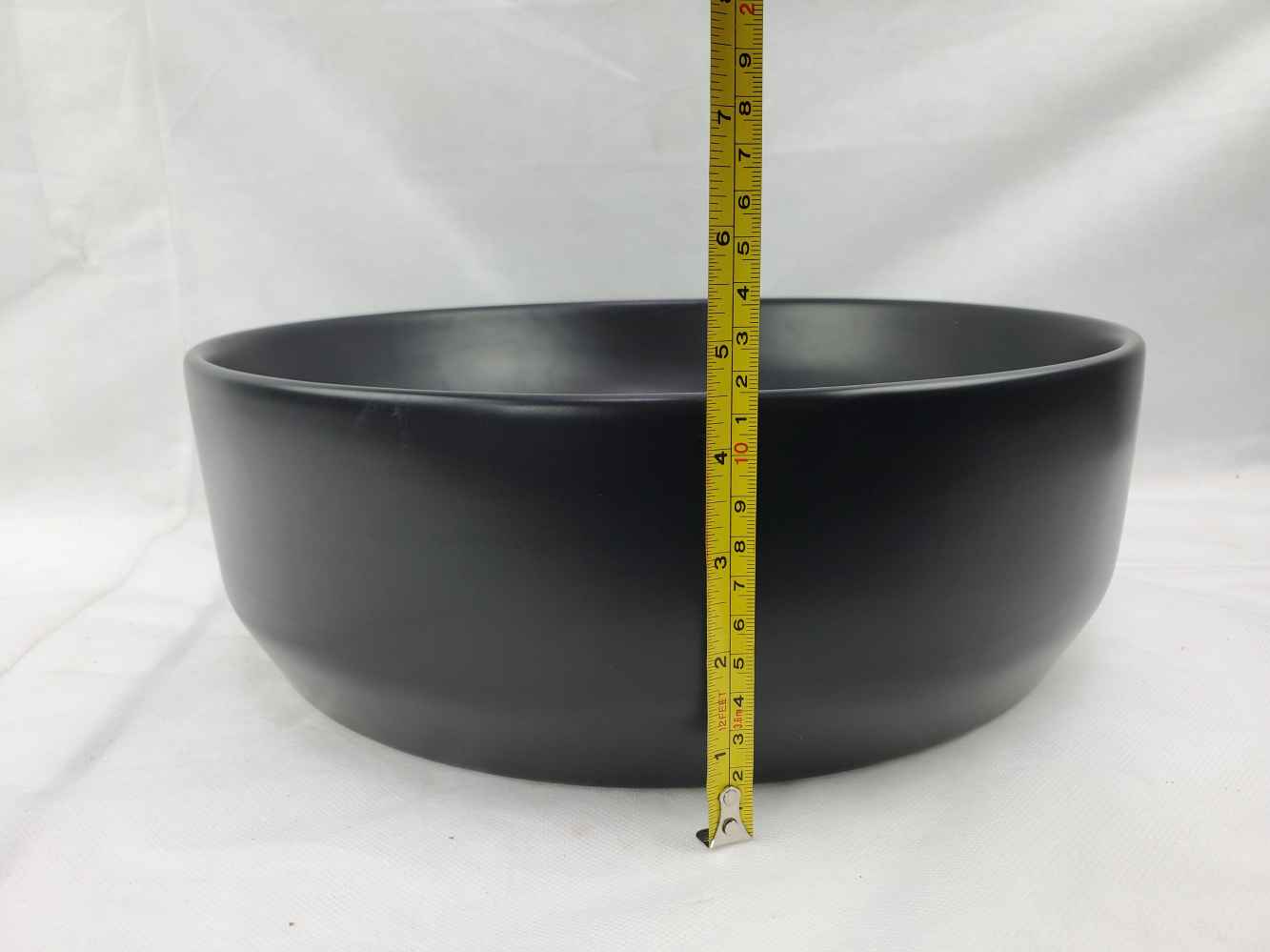 13.8-in. x 13.8-in. Round Bathroom Vessel Sink Black Enamel Glaze