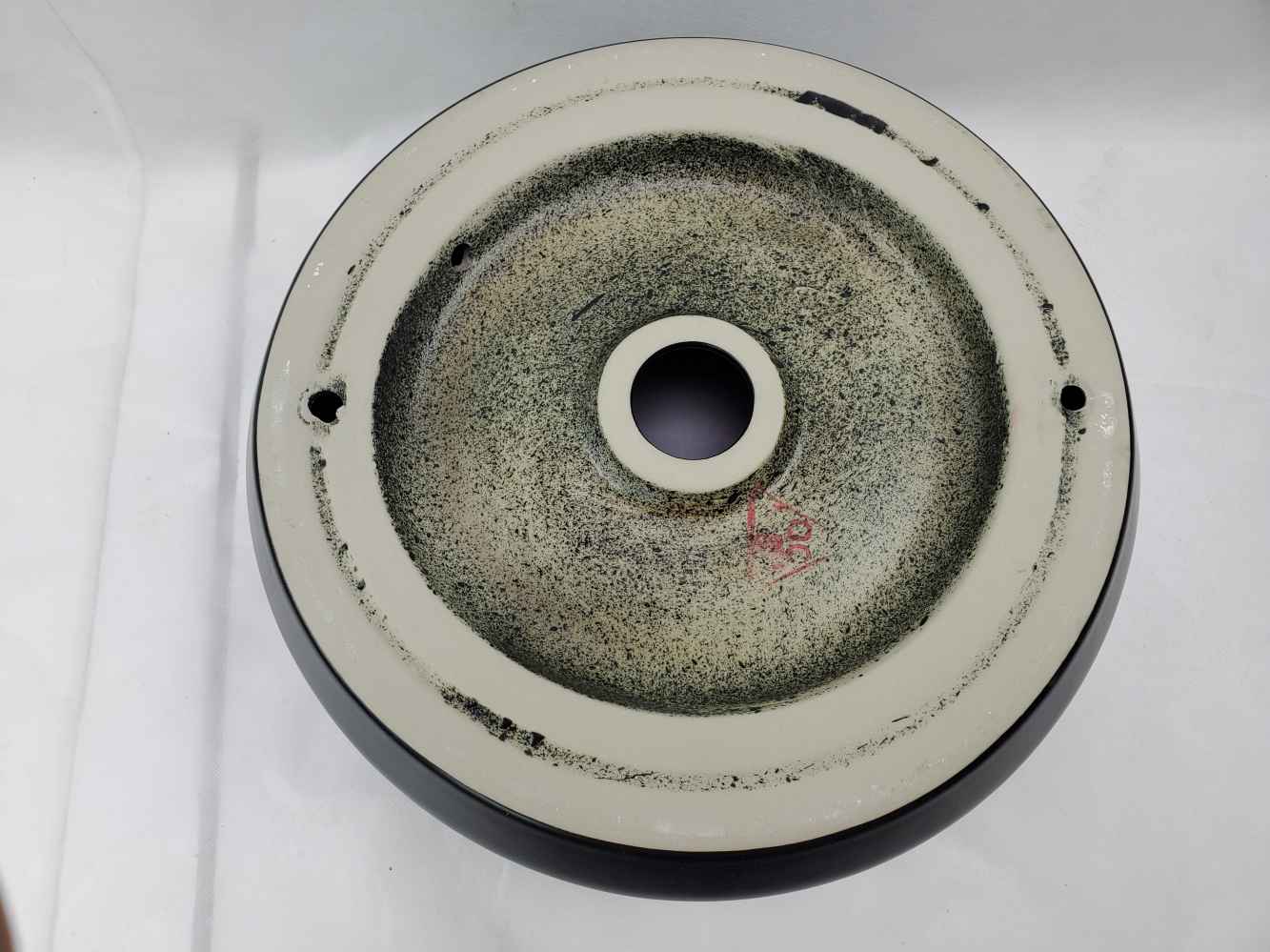 13.8-in. x 13.8-in. Round Bathroom Vessel Sink Black Enamel Glaze