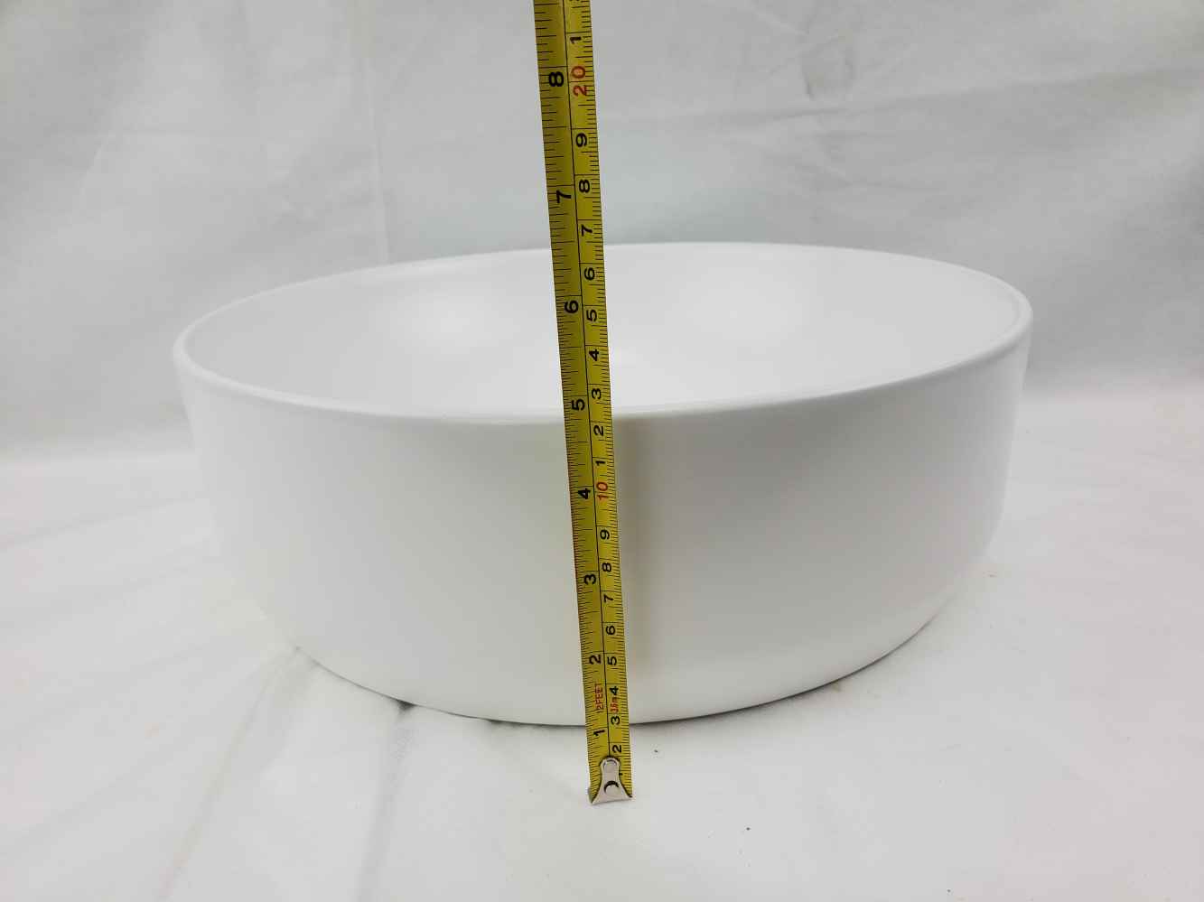 13.8-in. x 13.8-in. Round Bathroom Vessel Sink White Enamel Glaze