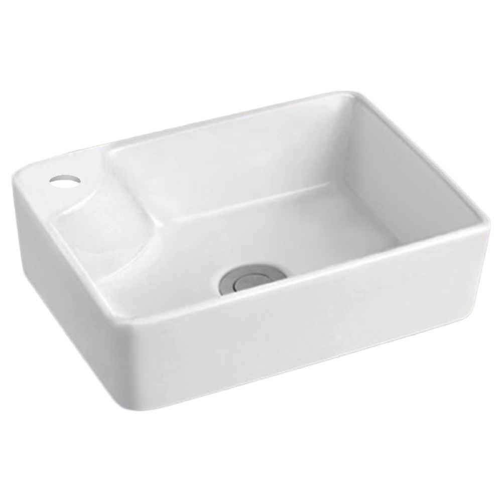 17.5-in. x 13.4-in. Rectangle Bathroom Vessel Sink White Enamel Glaze