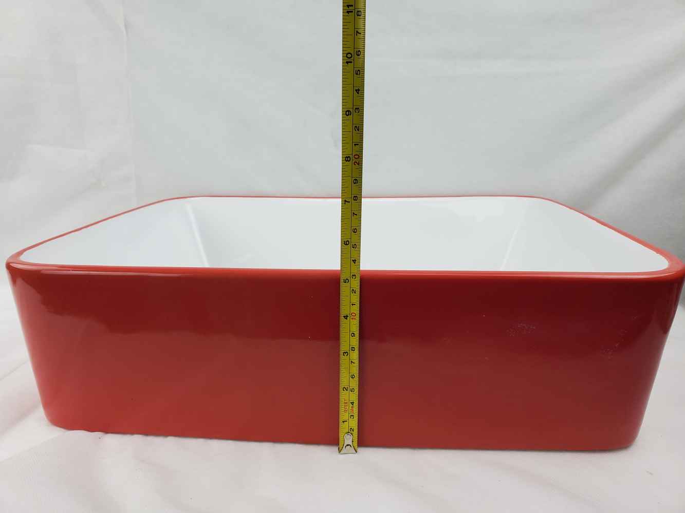 18.9-in. x 14.6-in. Rectangle Bathroom Vessel Sink Red-White Enamel Glaze