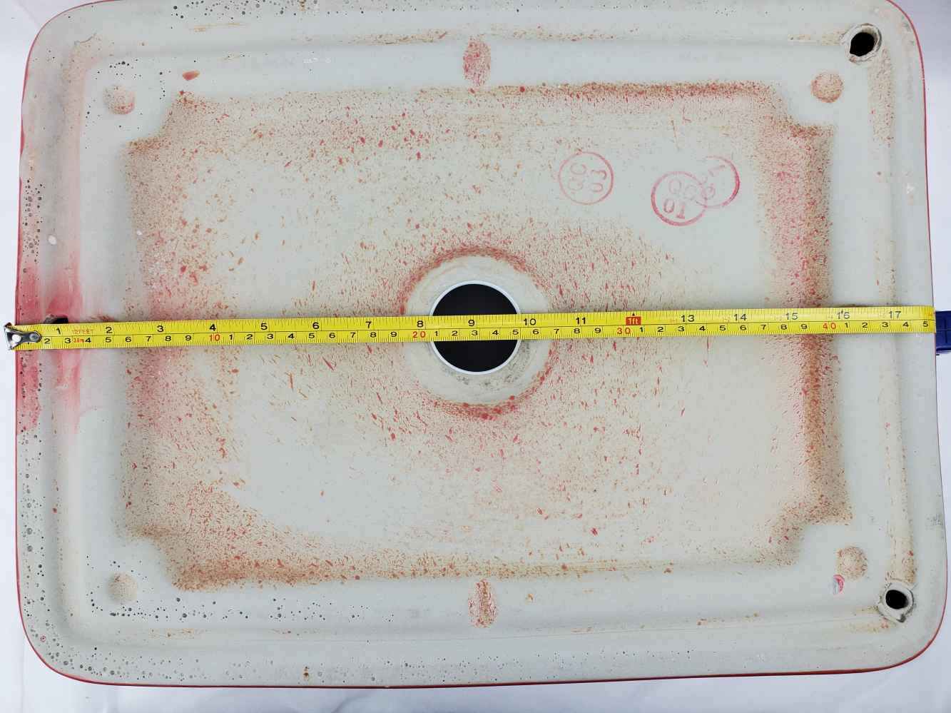 18.9-in. x 14.6-in. Rectangle Bathroom Vessel Sink Red-White Enamel Glaze