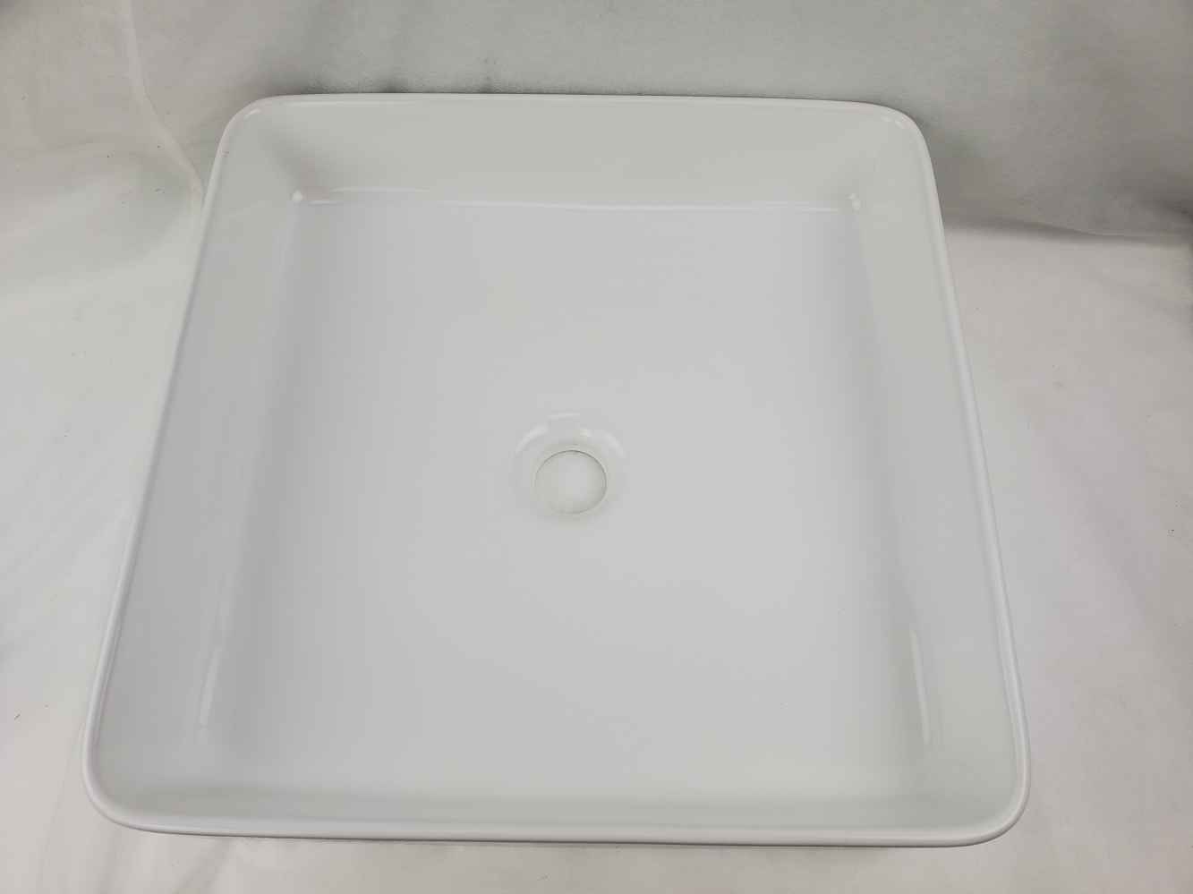 16.1-in. x 15.6-in. Rectangle Bathroom Vessel Sink White Enamel Glaze