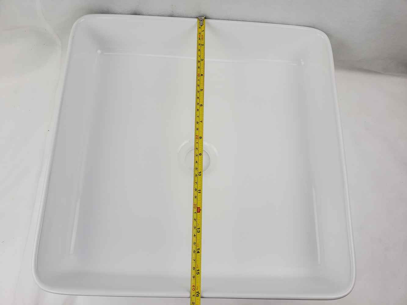 16.1-in. x 15.6-in. Rectangle Bathroom Vessel Sink White Enamel Glaze