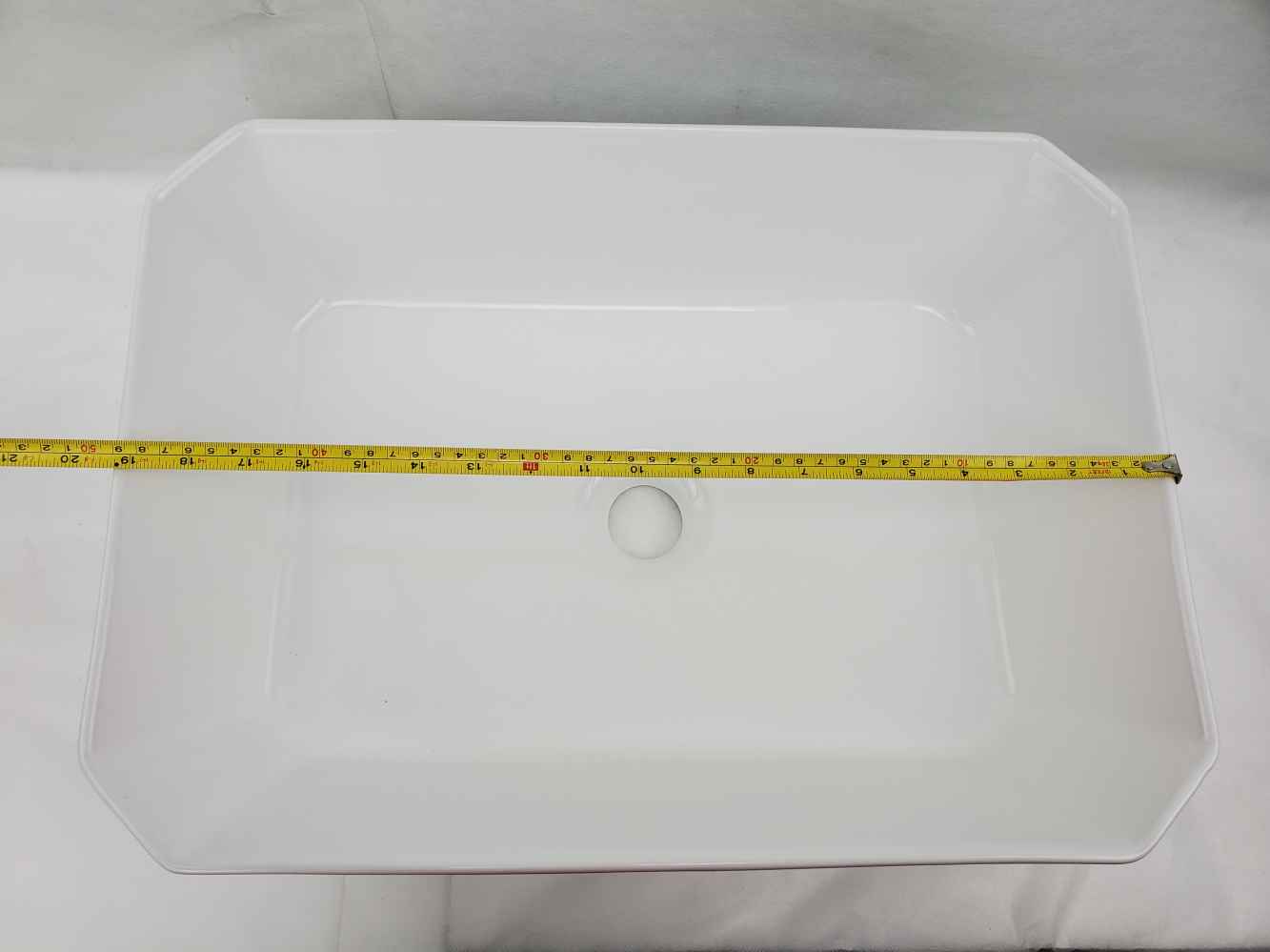 19.7-in. x 14.4-in. Rectangle Bathroom Vessel Sink White Enamel Glaze