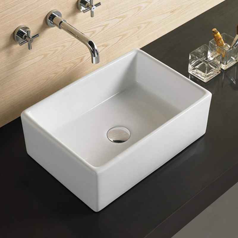 18.1-in. x 13-in. Rectangle Bathroom Vessel Sink White Enamel Glaze