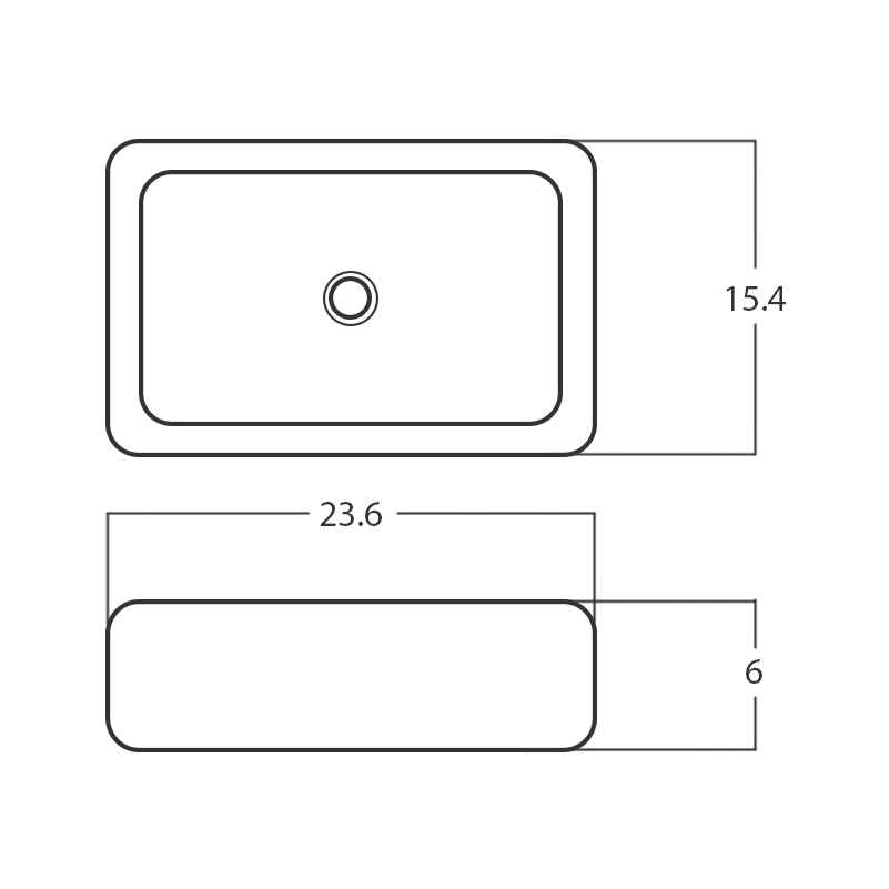 23.6-in. x 15.4-in. Rectangle Bathroom Vessel Sink White Enamel Glaze