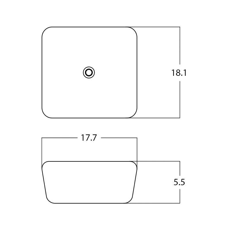17.7-in. x 18.1-in. Rectangle Bathroom Vessel Sink White Enamel Glaze