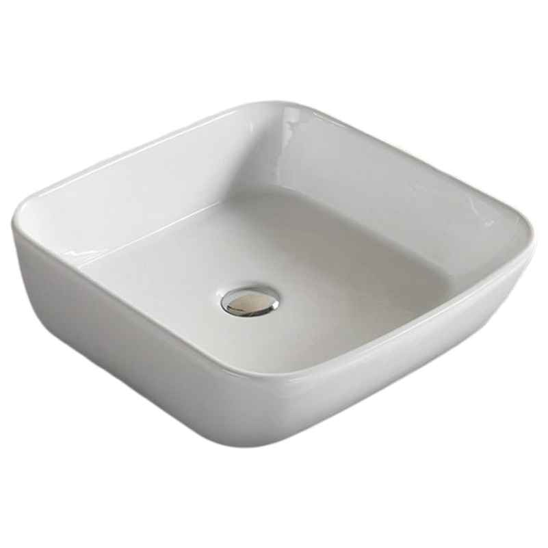 17.7-in. x 18.1-in. Rectangle Bathroom Vessel Sink White Enamel Glaze
