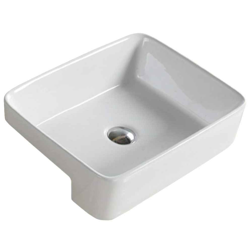 23.6-in. x 13.4-in. Rectangle Bathroom Vessel Sink White Enamel Glaze