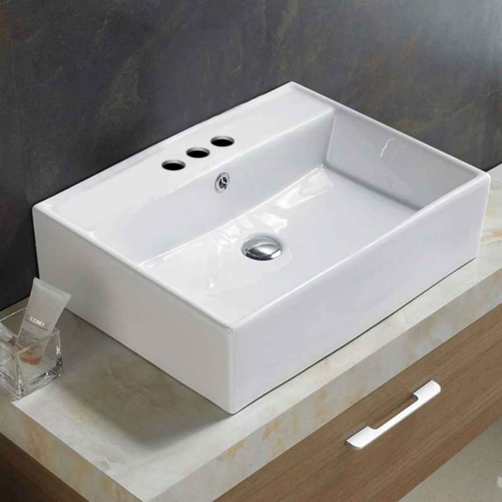 23.23-in. x 17.72-in. Rectangle Bathroom Vessel Sink White Enamel Glaze