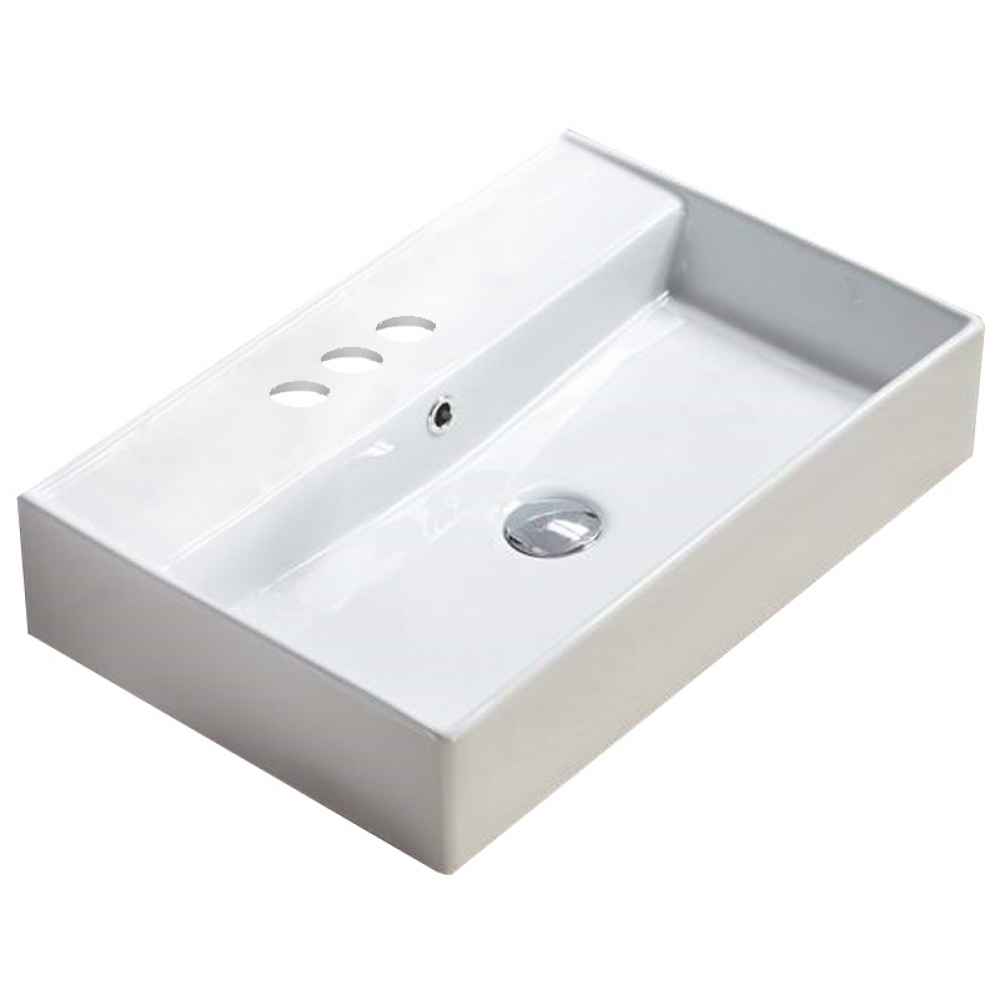 22.05-in. x 15-in. Rectangle Bathroom Vessel Sink White Enamel Glaze
