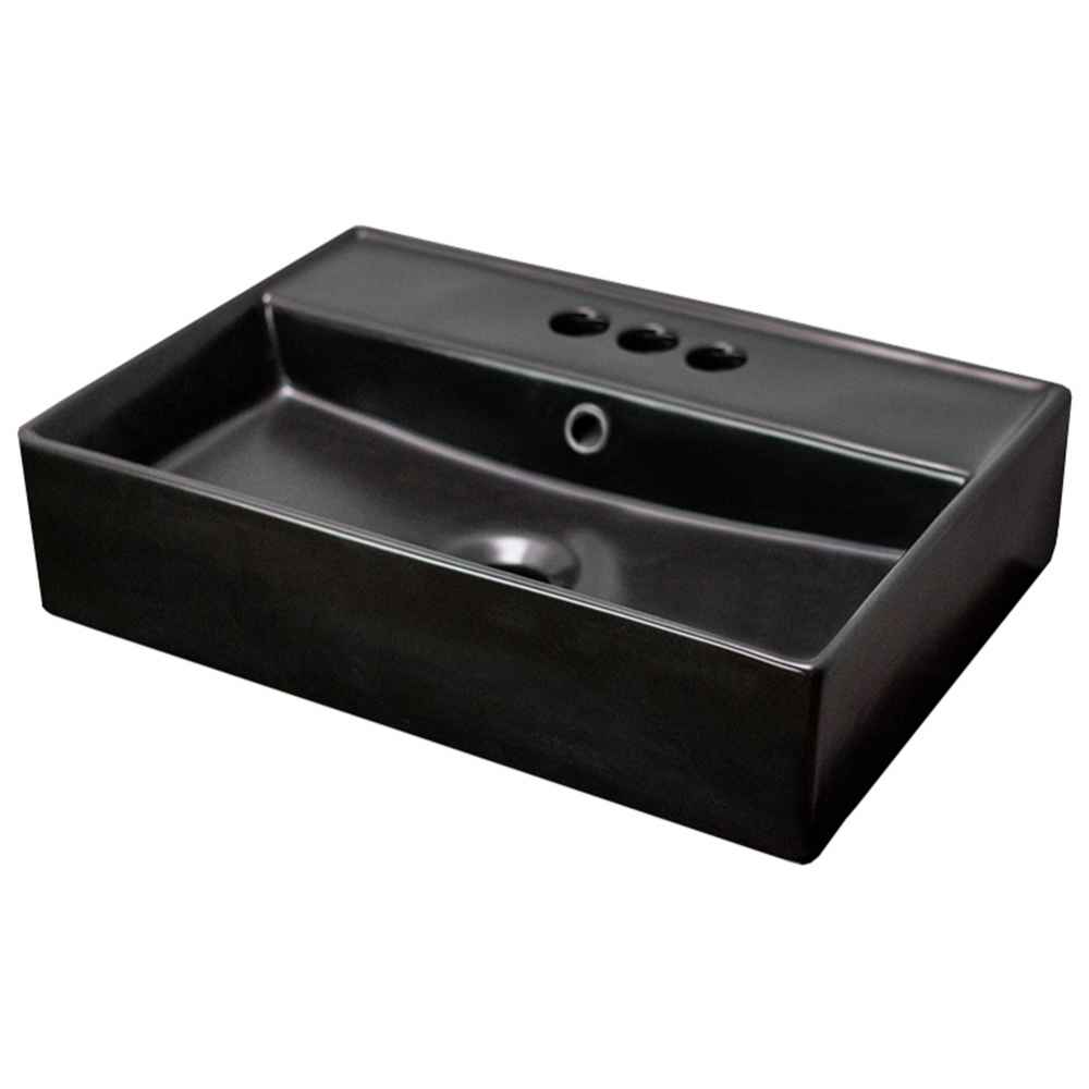19.7-in. x 13.8-in. Rectangle Bathroom Vessel Sink Black Enamel Glaze