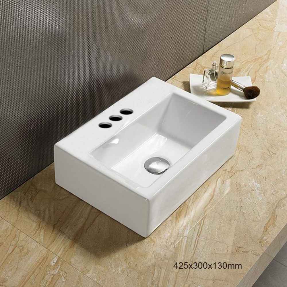 16.7-in. x 12-in. Rectangle Bathroom Vessel Sink White Enamel Glaze