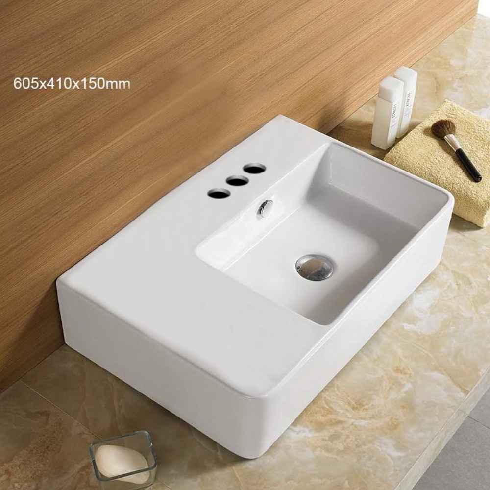 23.8-in. x 16.1-in. Rectangle Bathroom Vessel Sink White Enamel Glaze
