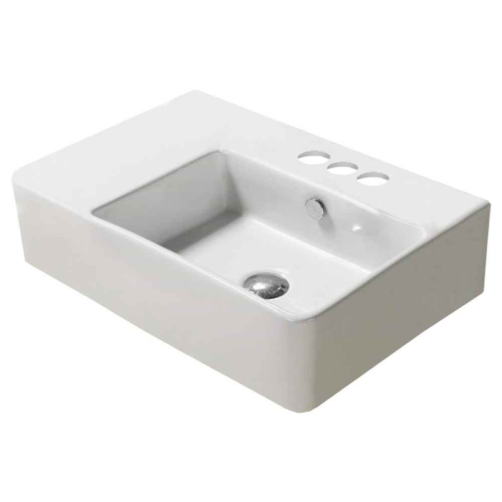 23.8-in. x 16.1-in. Rectangle Bathroom Vessel Sink White Enamel Glaze