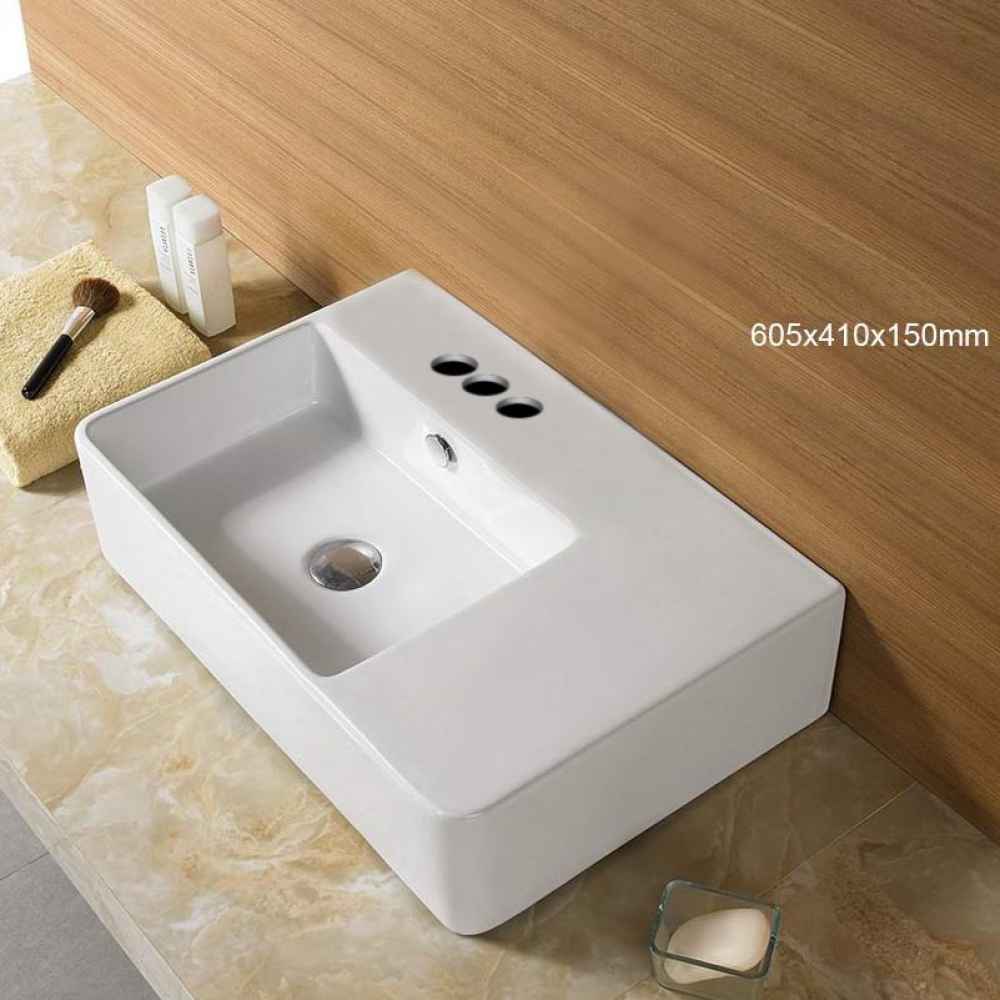 23.8-in. x 16.1-in. Rectangle Bathroom Vessel Sink White Enamel Glaze