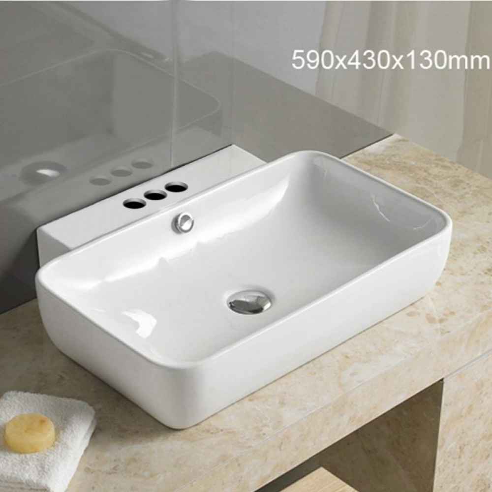 23.2-in. x 17-in. Rectangle Bathroom Vessel Sink White Enamel Glaze