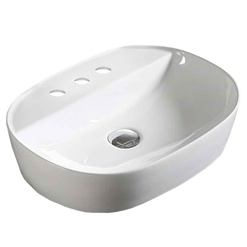 19.7-in. x 15-in. Oval Bathroom Vessel Sink White Enamel Glaze