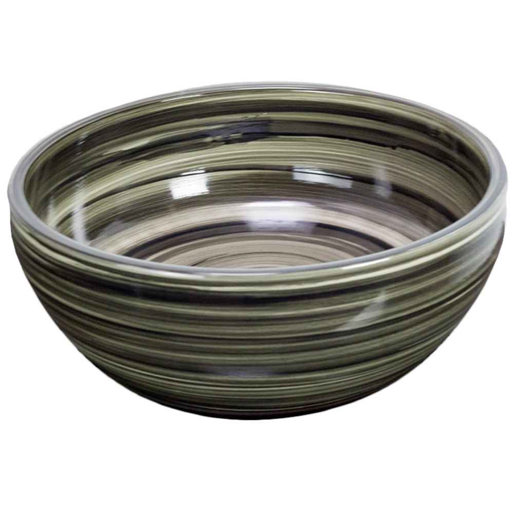 16.14-in. x 16.14-in. Round Bathroom Vessel Sink Black Swirl Enamel Glaze