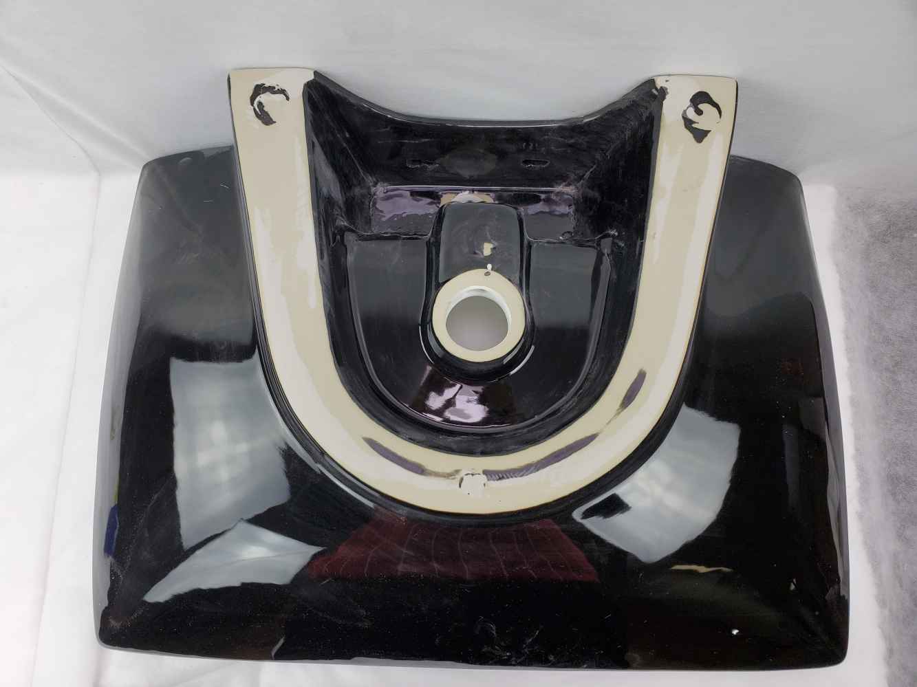 23.8-in. x 17.9-in. Rectangle Bathroom Vessel Sink Black-White Enamel Glaze