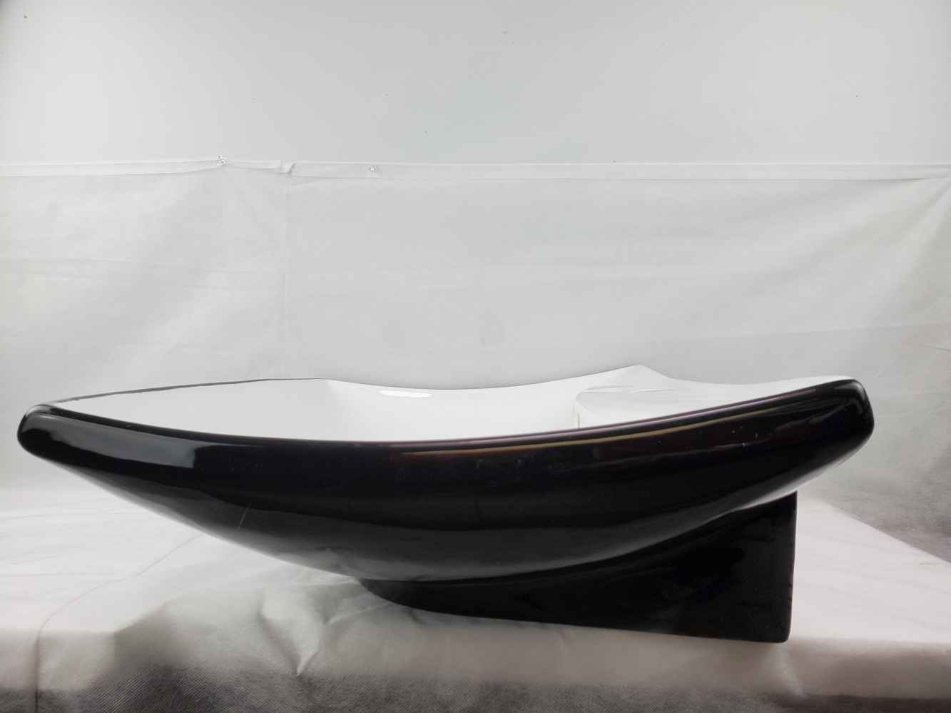 23.8-in. x 17.9-in. Rectangle Bathroom Vessel Sink Black-White Enamel Glaze