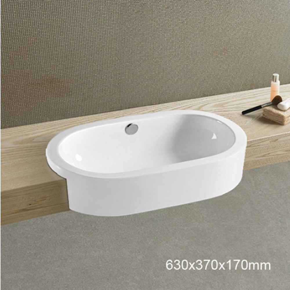 24.8-in. x 14.6-in. Oval Bathroom Vessel Sink White Enamel Glaze