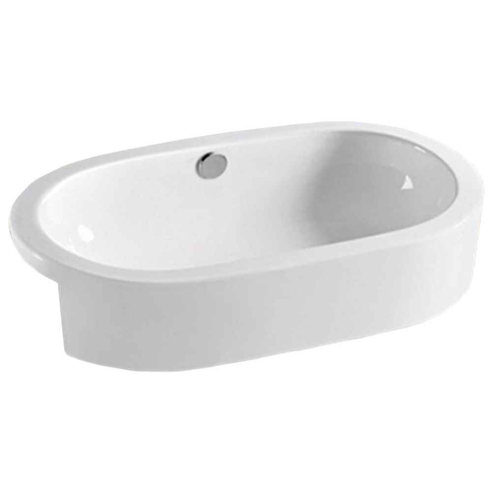 24.8-in. x 14.6-in. Oval Bathroom Vessel Sink White Enamel Glaze