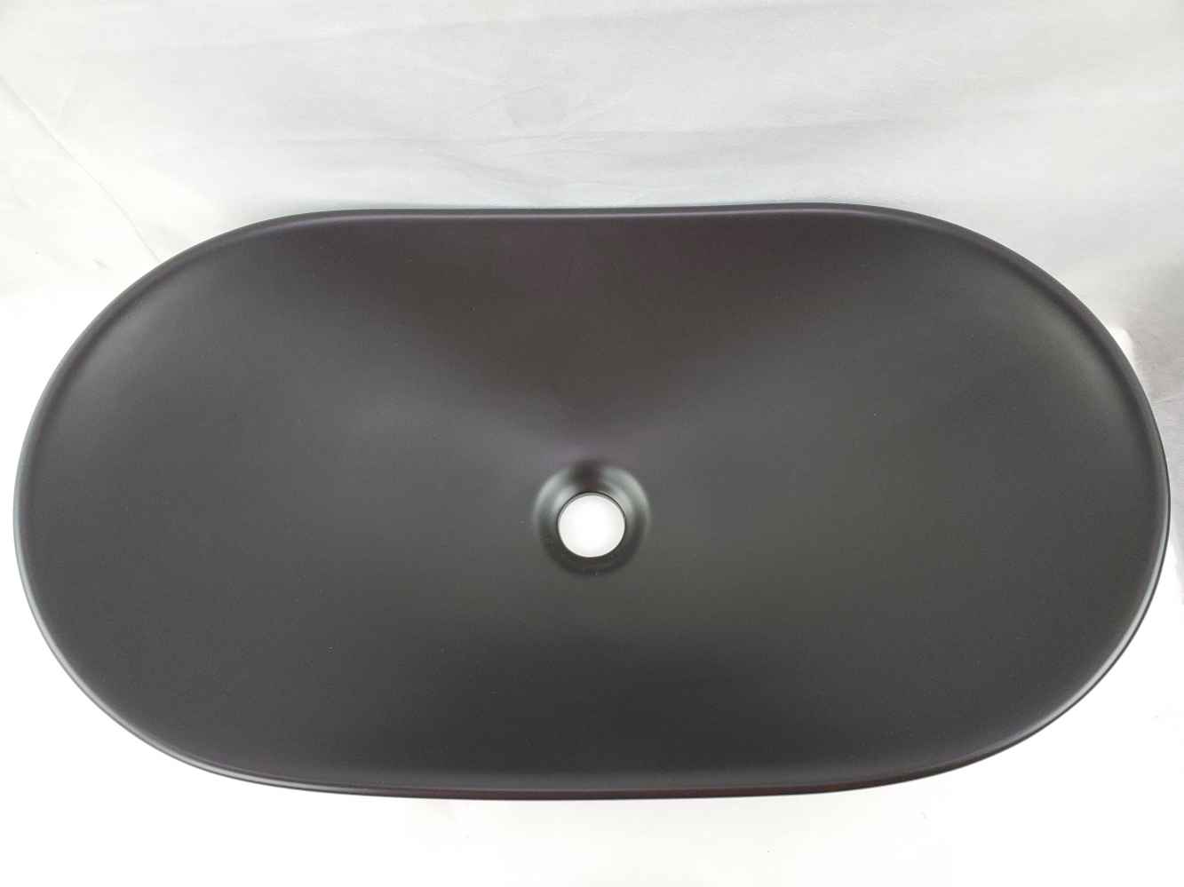 24.2-in. x 14.2-in. Oval Bathroom Vessel Sink Black Enamel Glaze