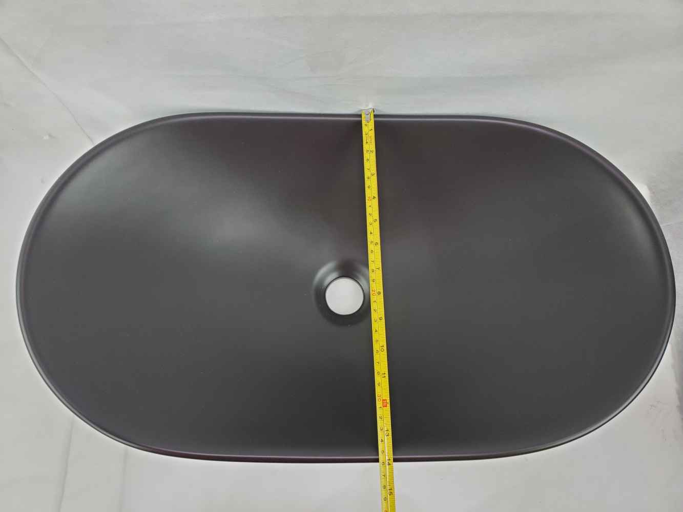 24.2-in. x 14.2-in. Oval Bathroom Vessel Sink Black Enamel Glaze