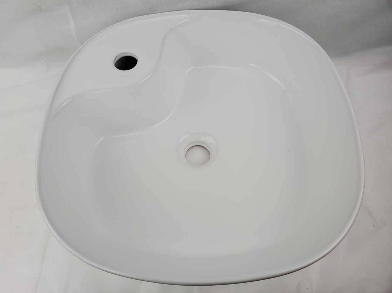 17.3-in. x 17.3-in. Square Bathroom Vessel Sink White Enamel Glaze