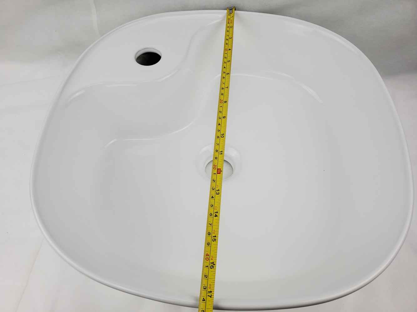 17.3-in. x 17.3-in. Square Bathroom Vessel Sink White Enamel Glaze