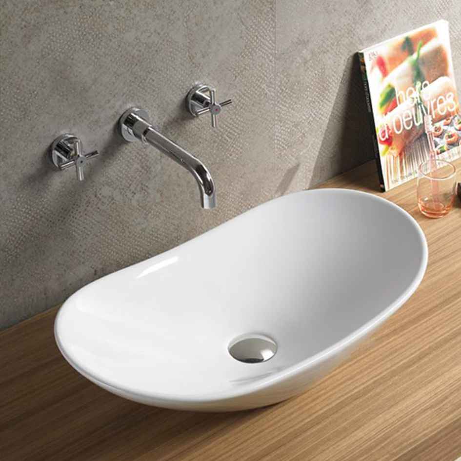 28.5-in. x 14.6-in. Oval Bathroom Vessel Sink White Enamel Glaze