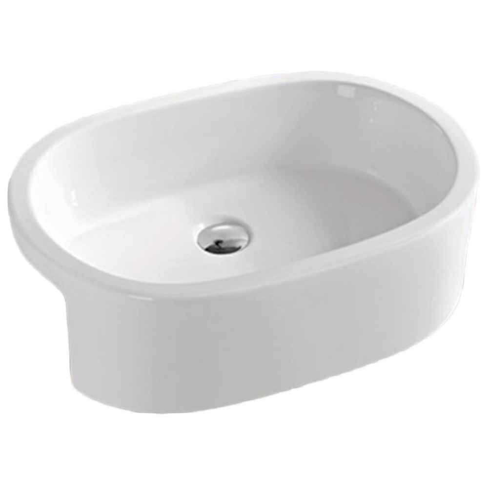24.8-in. x 14.6-in. Oval Bathroom Vessel Sink White Enamel Glaze