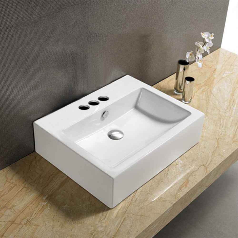 22.8-in. x 17.7-in. Rectangle Bathroom Vessel Sink White Enamel Glaze