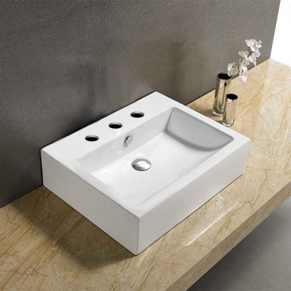 22.8-in. x 17.7-in. Rectangle Bathroom Vessel Sink White Enamel Glaze