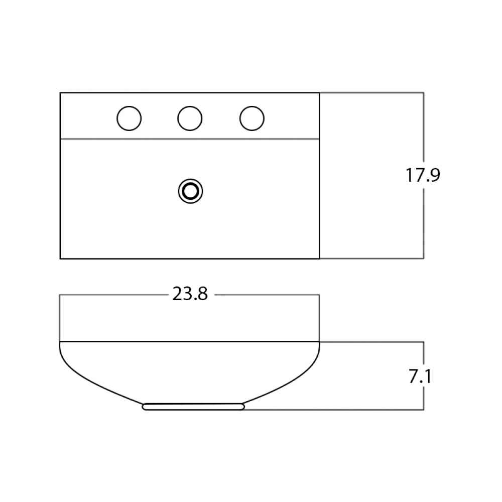 23.8-in. x 17.9-in. Rectangle Bathroom Vessel Sink Black-White Enamel Glaze