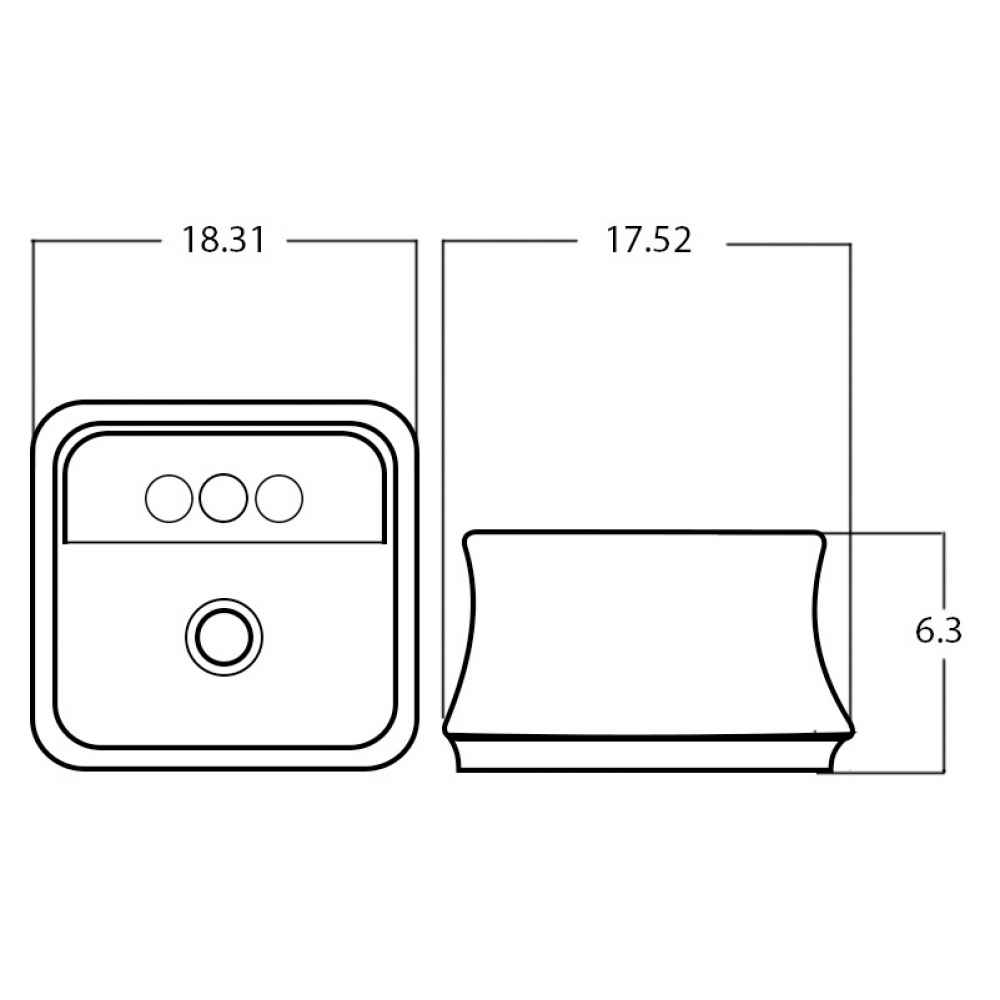 18.31-in. x 17.52-in. Square Bathroom Vessel Sink White Enamel Glaze