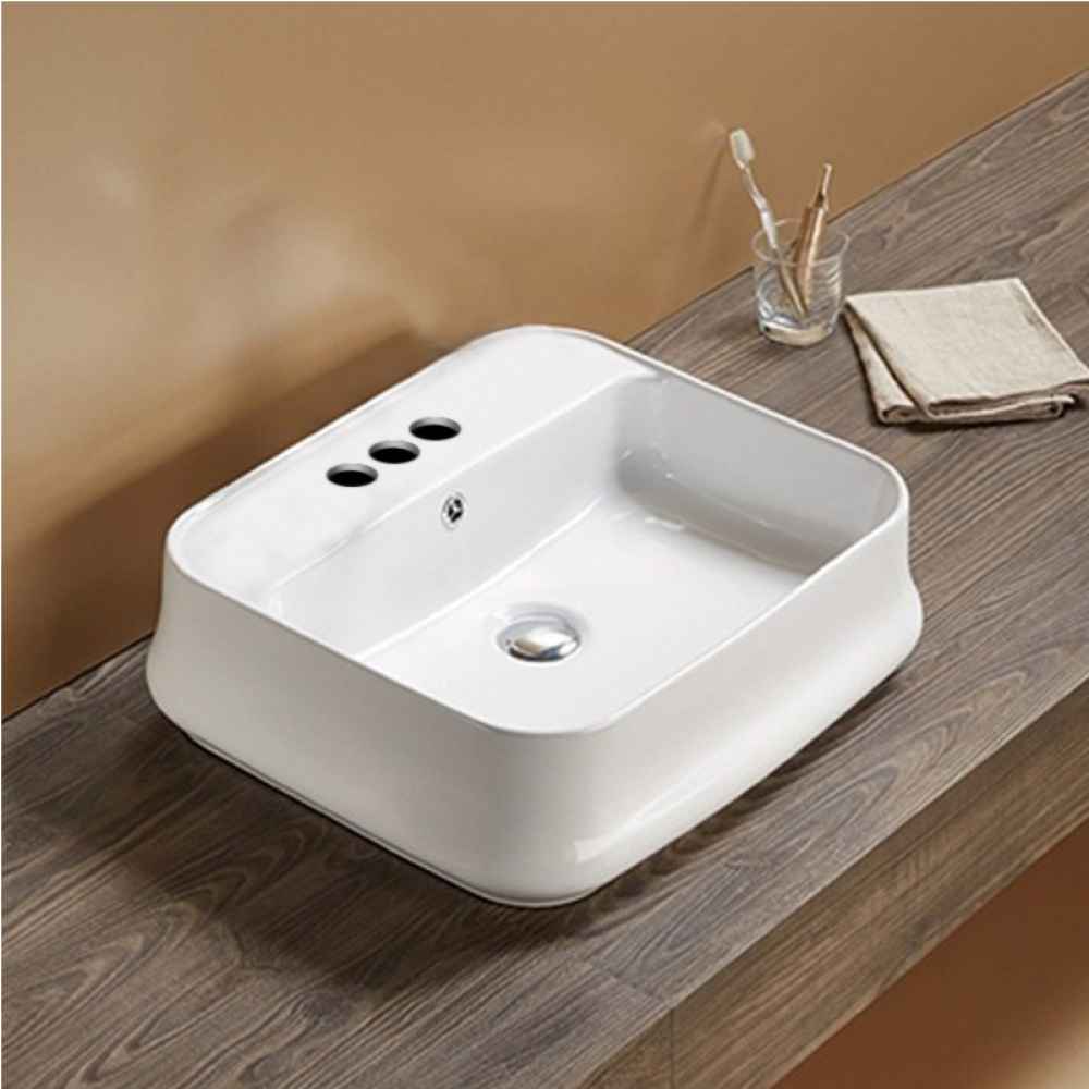 20.9-in. x 18.11-in. Rectangle Bathroom Vessel Sink White Enamel Glaze